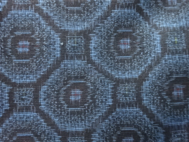 JAPANESE KIMONO / ANTIQUE HITOE KIMONO / SILK / DORO OSHIMA TSUMUGI / WOVEN SHOKKO PATTERN